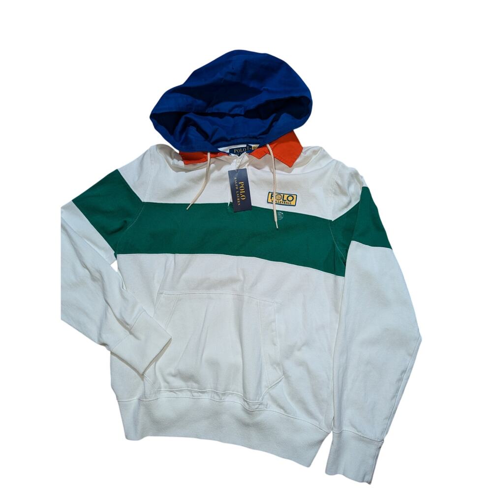 Polo Ralph Lauren Mens SMALL Classic Fit Volleyball Hooded Rugby Shirt